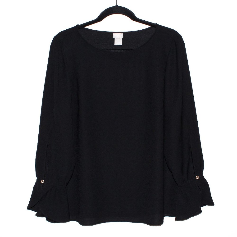 Chico's Black Georgette Long Sleeve Blouse